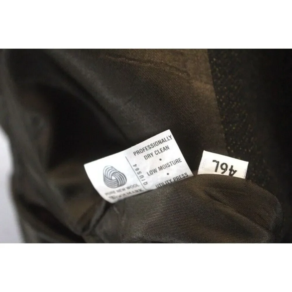 mens dark brown dotted Hart‎ Schaffner Marx blazer jacket sport suit coat 46 L
